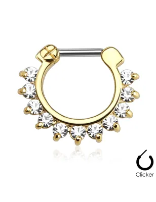 Piercing septum pierres zircon doré