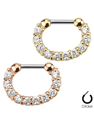 Piercing septum doré pavé pierres zircon