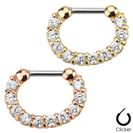 Piercing septum doré pavé pierres zircon