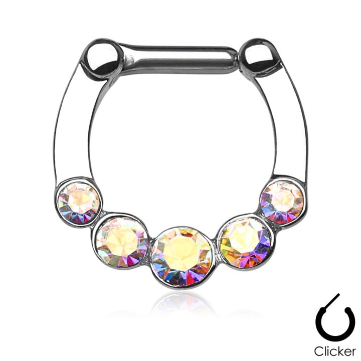 Piercing septum 5 pierres zircon aurore boréale