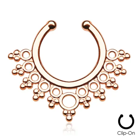 Faux piercing septum dentelle rosé