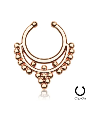Faux piercing septum collier de perles rosé