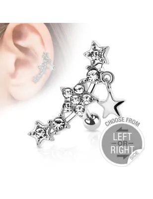 Piercing cartilage multi gemmes étoiles