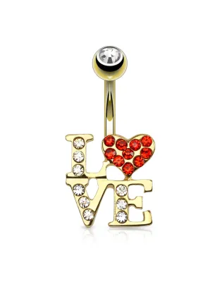 Piercing nombril plaqué or LOVE