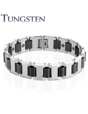 Bracelet homme tungstène cylindres noir