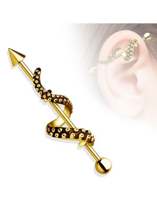 Piercing industriel tentacule dorée