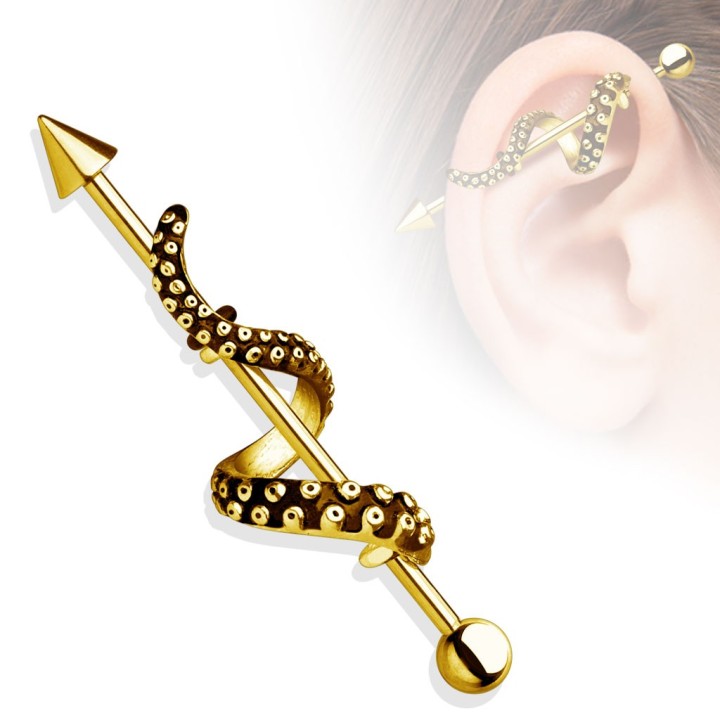 Piercing industriel tentacule dorée