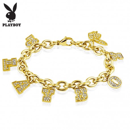 Bracelet Playboy doré charms strass