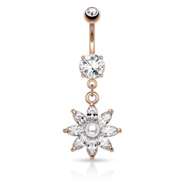 Piercing nombril or rosé fleur perle