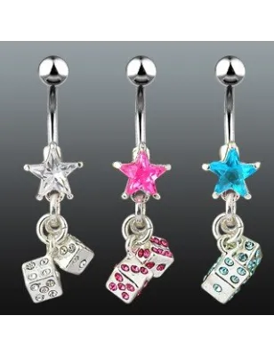 Piercing nombril étoile dés