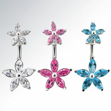 Piercing nombril deux fleurs