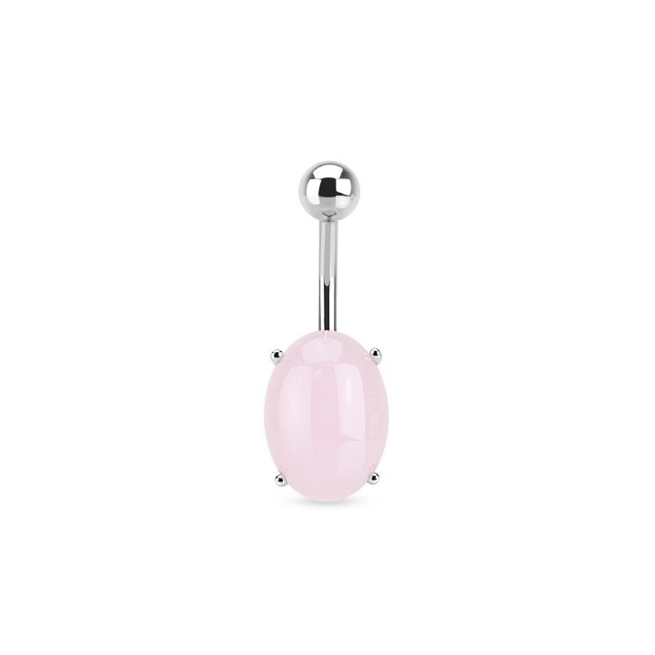 Piercing nombril pierre quartz rose