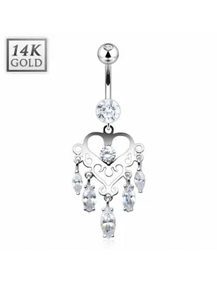 Piercing nombril Or blanc 14 carats Chandelier