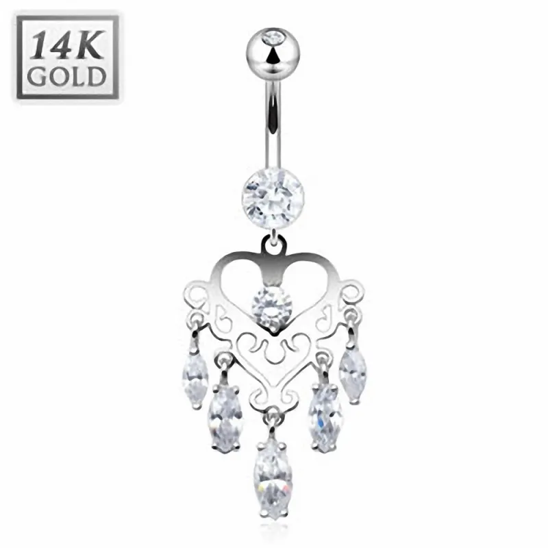 Piercing nombril Or blanc 14 carats Chandelier