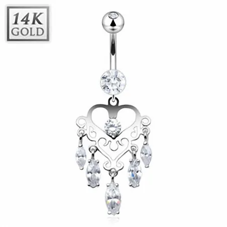 Piercing nombril Or blanc 14 carats Chandelier