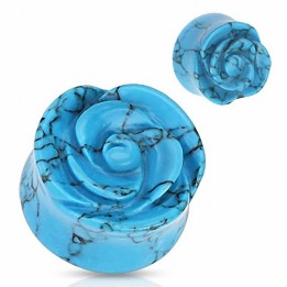 Piercing plug pierre turquoise rose