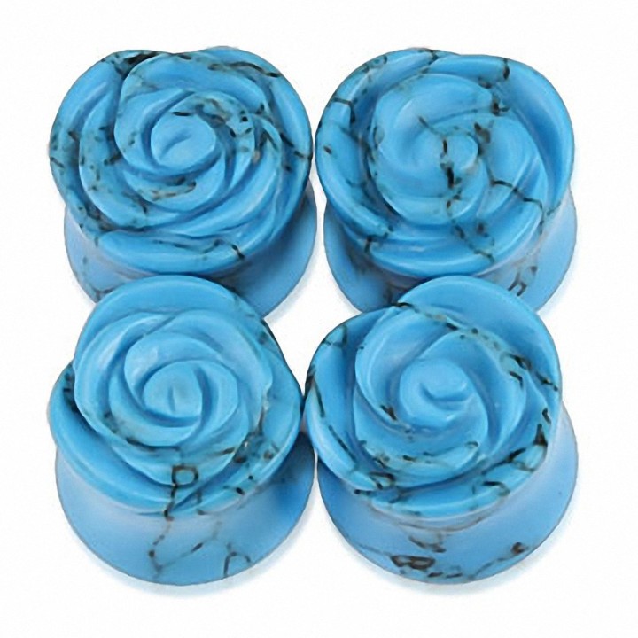 Piercing plug oreille pierre turquoise rose
