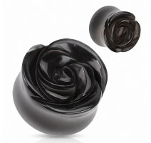 Piercing plug pierre agate noire rose