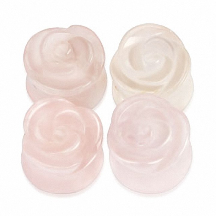 Piercing plug oreille pierre quartz rose