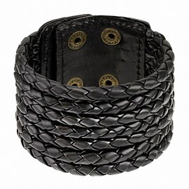 Bracelet cuir noir 7 cordes