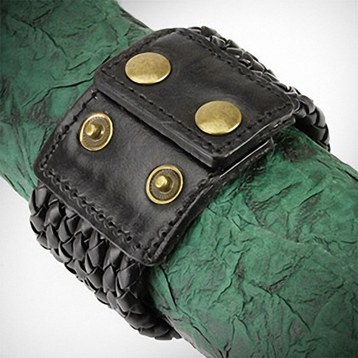 Bracelet cuir noir 7 cordes