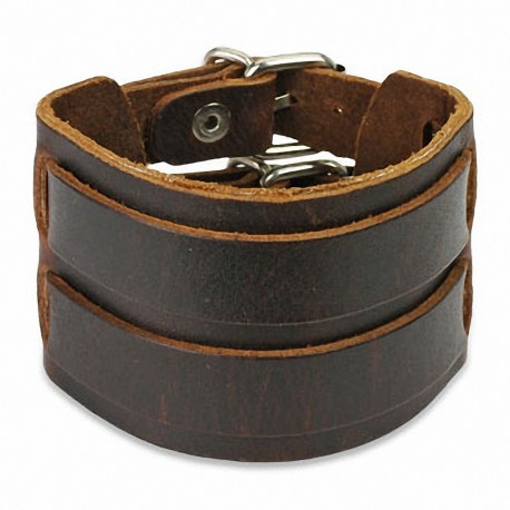 Bracelet cuir marron ceinture double