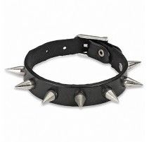Bracelet cuir noir multi spikes