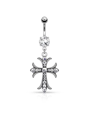 Piercing nombril hématite croix celtique