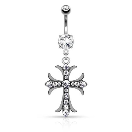 Piercing nombril hématite croix celtique