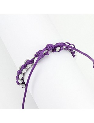 Bracelet cuir violet et blanc homme