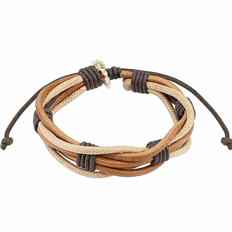 Bracelet homme cuir marron cordes Bracelet homme cuir marron cordes