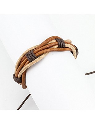 Bracelet homme cuir marron cordes
