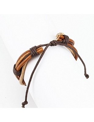 Bracelet homme cuir marron cordes