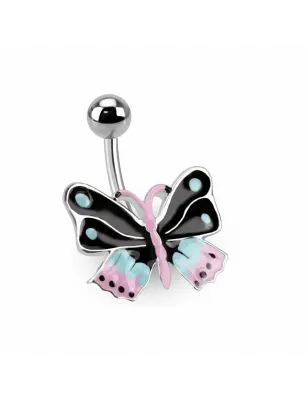 Piercing nombril papillon coloré