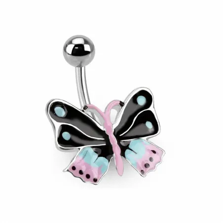 Piercing nombril papillon coloré