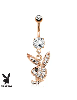 Piercing nombril Playboy plaqué or rose pendentif