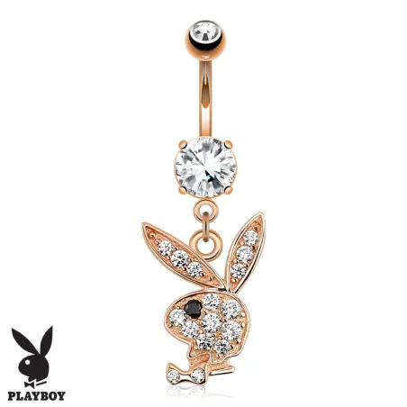 Piercing nombril Playboy plaqué or rose pendentif