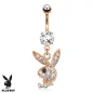 Piercing nombril Playboy plaqué or rose pendentif