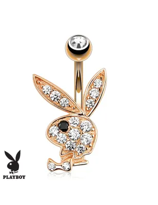 Piercing nombril Playboy plaqué or rose
