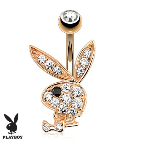 Piercing nombril Playboy plaqué or rose