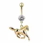 Piercing nombril plaqué or pendentif cheval