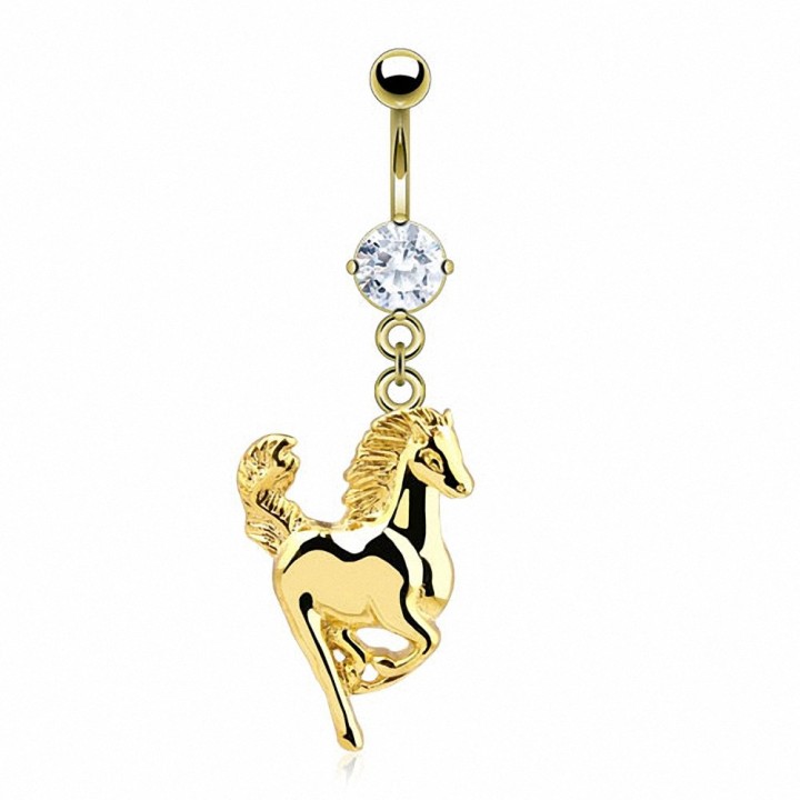 Piercing nombril plaqué or cheval