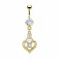 Piercing Nombril Plaqué Or Coeurs et Gemmes