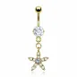 Piercing nombril plaqué or étoile perles