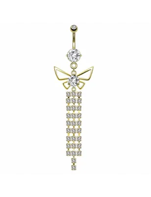 Piercing nombril doré papillon chandelier