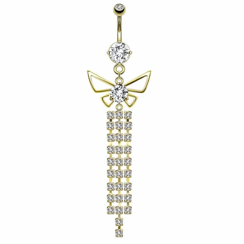 Piercing nombril doré papillon chandelier