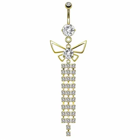 Piercing nombril doré papillon chandelier