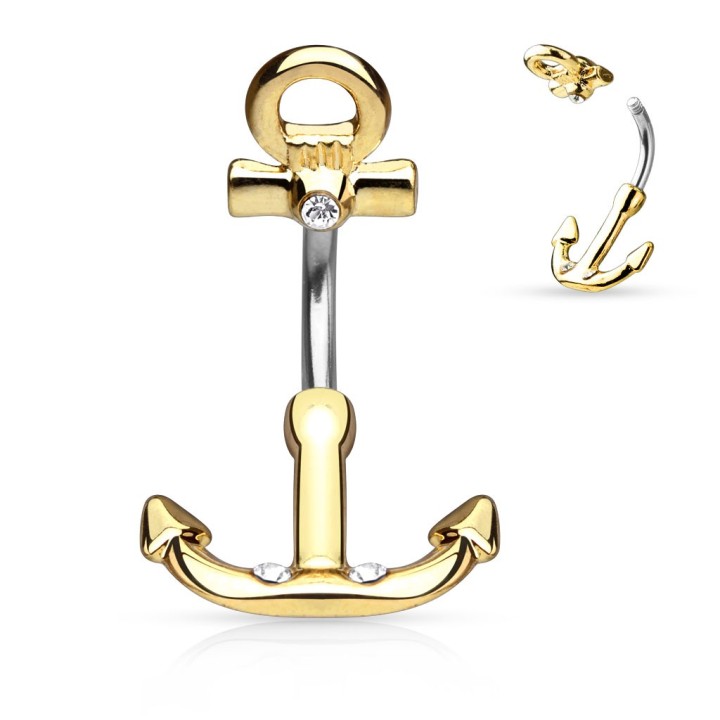 Piercing nombril ancre marine hématite
