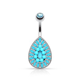 Piercing nombril croix pavée strass