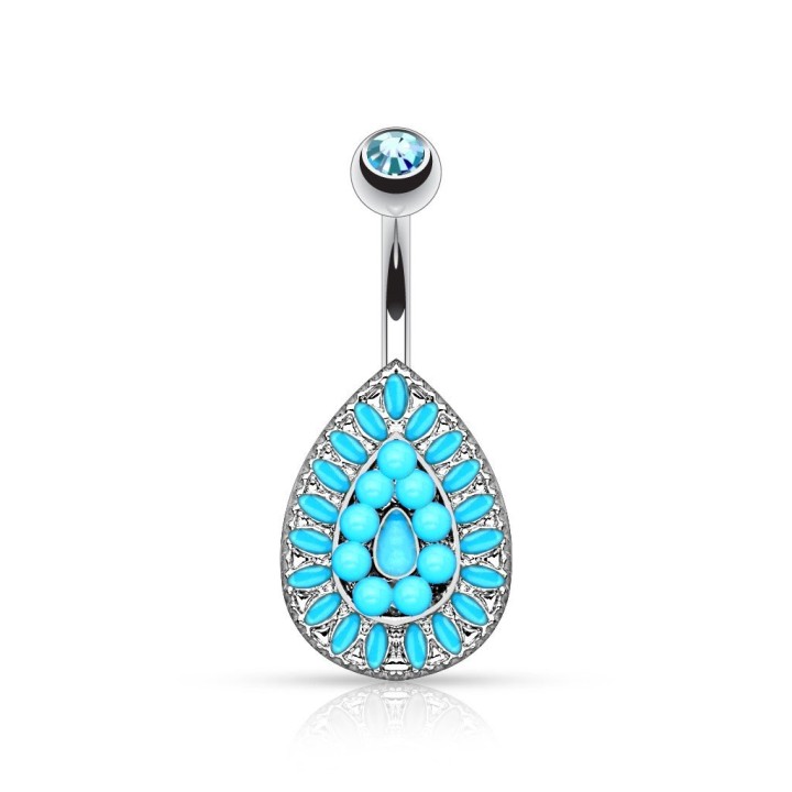 Piercing nombril croix pavée strass